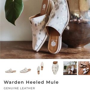 Yellow Box Warden Heeled Mule - Cream with Gray Speckle